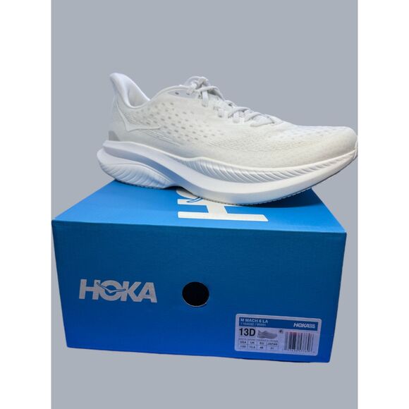 HOKA Mach 6 LA Men’s 13 D White White Running Shoes 1164032 WWH New Box main image 4